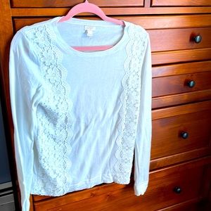 J Crew White Lace crew sweater size small